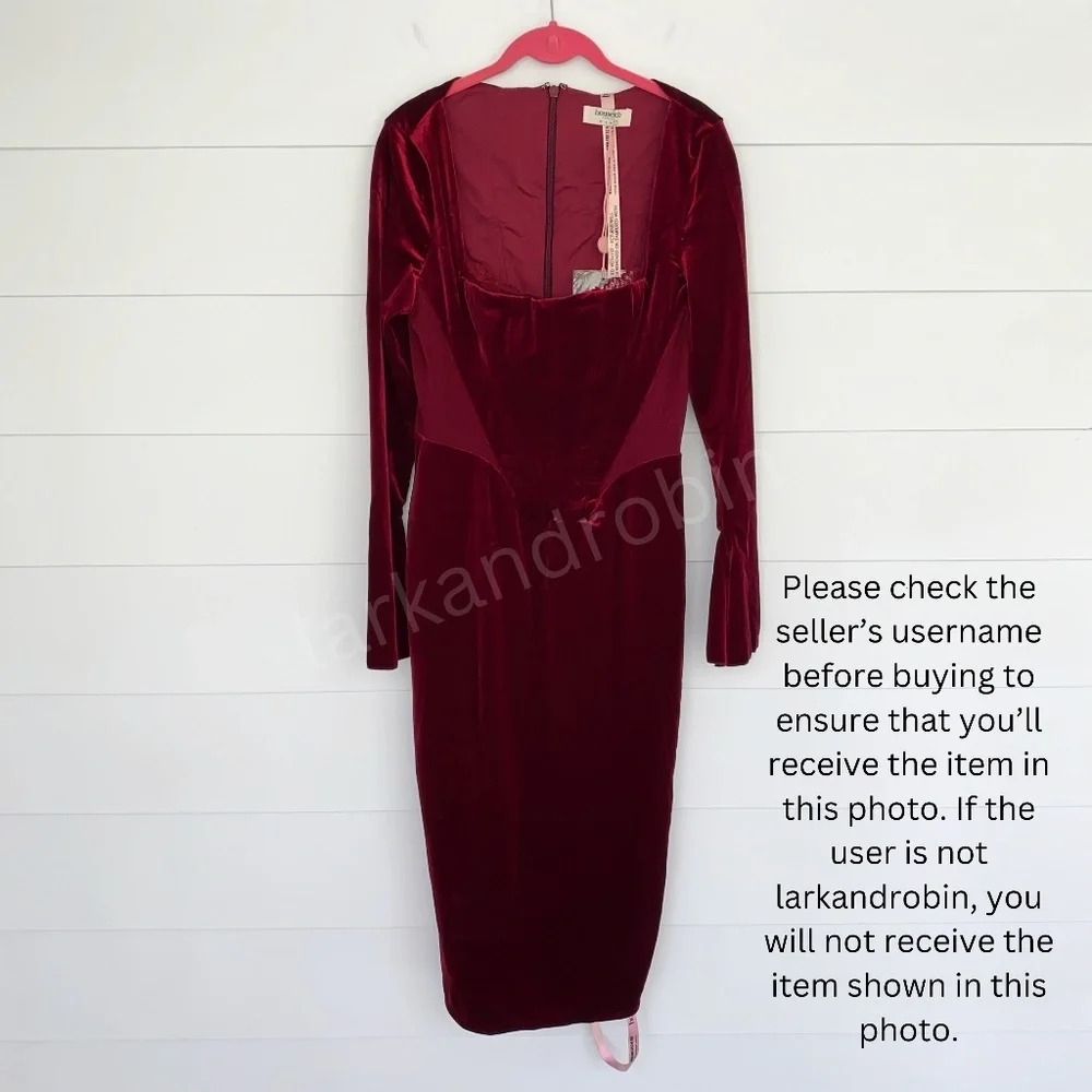 NEW House of CB Solaine Velvet Dress Wine Large